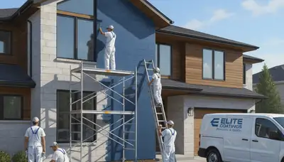 Exterior house painters in Overland Park, KS painting a home to protect against humidity and sun