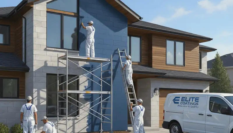 Exterior house painters in Overland Park, KS painting a home to protect against humidity and sun
