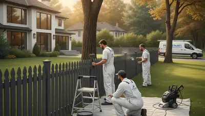 Fence painting in Overland Park, KS by Overland Park Paint Pros to protect and refresh wood fencing