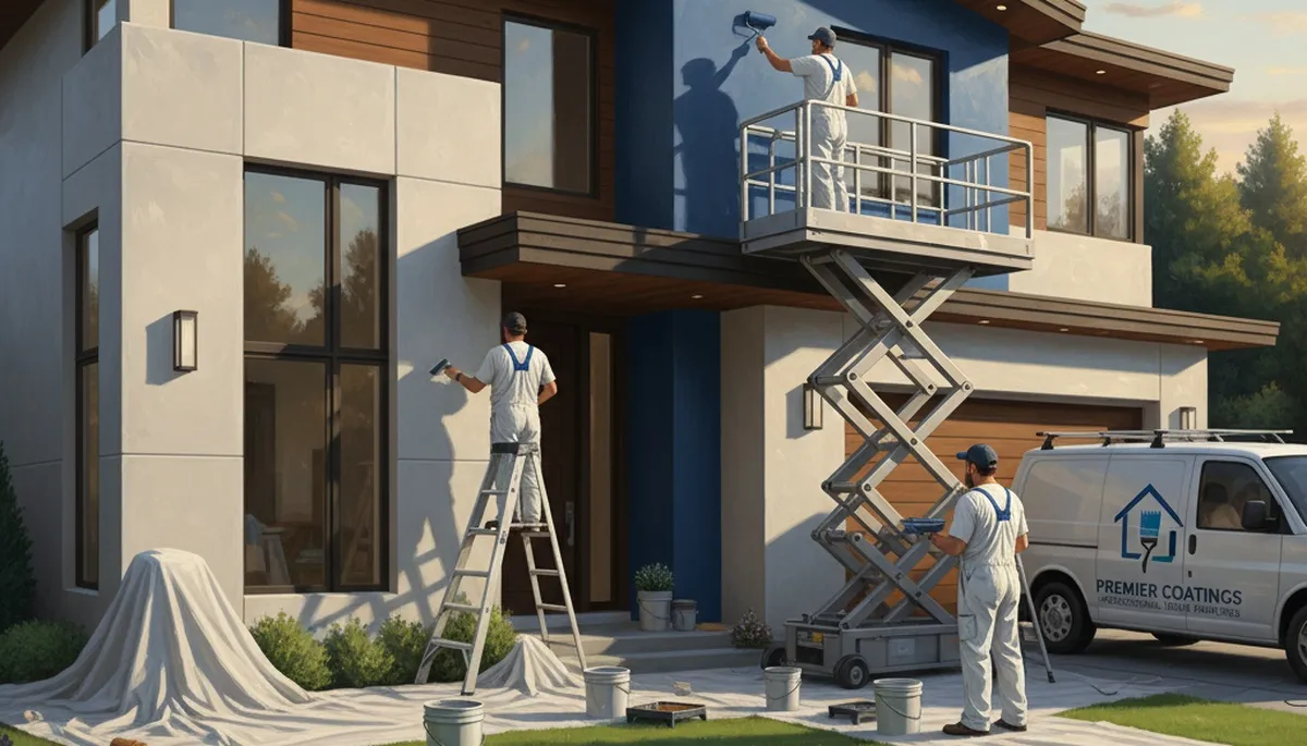 House painting crew in Overland Park, KS applying fresh exterior paint to a home