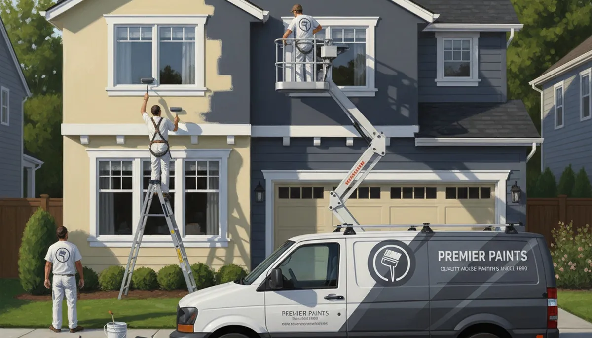 House painter applying exterior paint in Overland Park, KS for durable Midwest weather protection