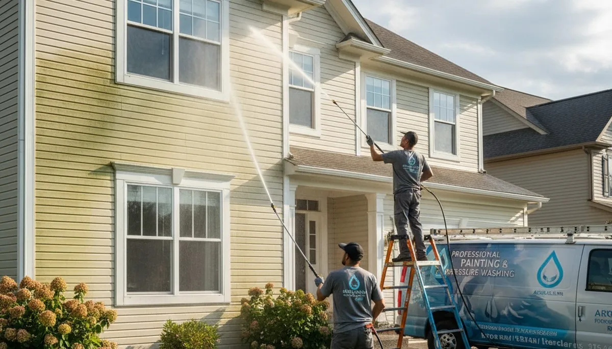 Vinyl siding pressure cleaning in Overland Park, KS removes grime and algae from a home exterior