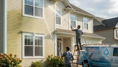Vinyl siding pressure cleaning in Overland Park, KS removes grime and algae from a home exterior