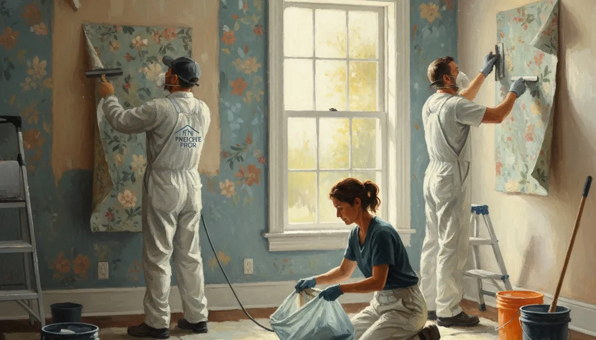 Wallpaper removal service in Overland Park, KS preparing walls for a smooth new finish
